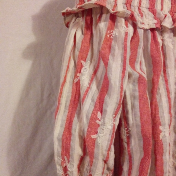 MISA Los Angeles Striped Orange & White Off the Shoulder Floral Embroidered Top - Picture 9 of 10